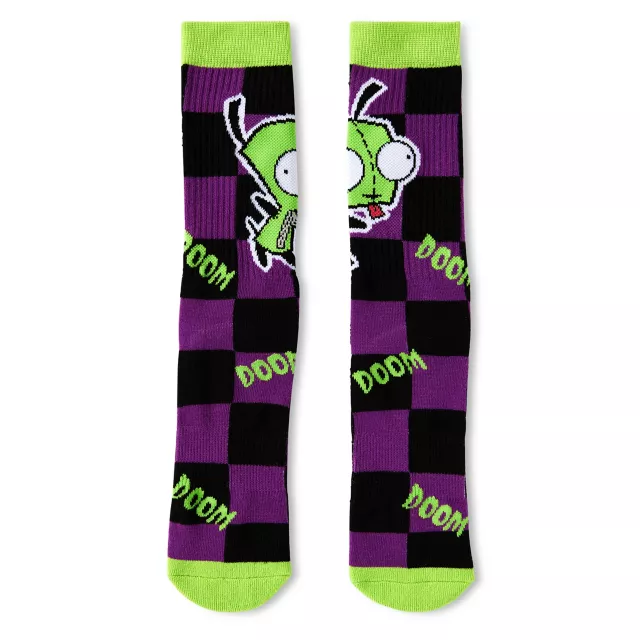 Multi-Pack Checkered Gir Crew Socks 2 Pack - Invader Zim at Spencer's