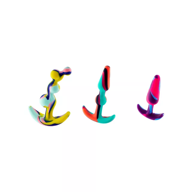 Trippy Trio Multi-Color Butt Plug Set 3 Pack - Hott Love Extreme at Spencer's