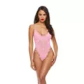 Pink Lace Strappy Lingerie Bodysuit at Spencer's