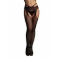 Black Suspender Pantyhouse with Strappy Waist at Spencer's