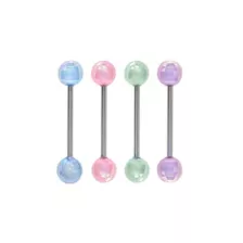 Multi-Pack Iridescent Disco Ball Tongue Barbells 4 Pack - 14 Gauge at Spencer's