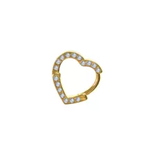 Goldtone CZ Heart Daith Ring - 16 Gauge at Spencer's