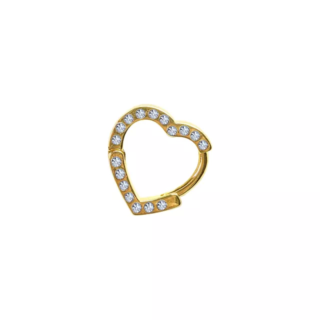 Goldtone CZ Heart Daith Ring - 16 Gauge at Spencer's