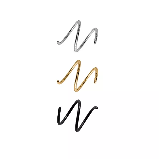 Multi-Pack Silvertone Goldtone Black Spiral Hoop Nose Rings 3 Pack - 20 Gauge at Spencer's