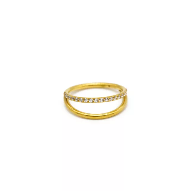 CZ Double Hoop Goldtone Septum Clicker - 18 Gauge at Spencer's