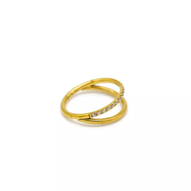 CZ Double Hoop Goldtone Septum Clicker - 18 Gauge at Spencer's