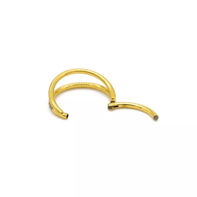 CZ Double Hoop Goldtone Septum Clicker - 18 Gauge at Spencer's