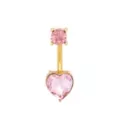 CZ Goldplated Titanium Pink Heart Belly Ring - 14 Gauge at Spencer's