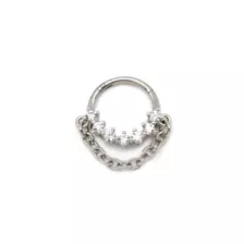 CZ Gem and Chain Septum Clicker Ring - 16 Gauge at Spencer's