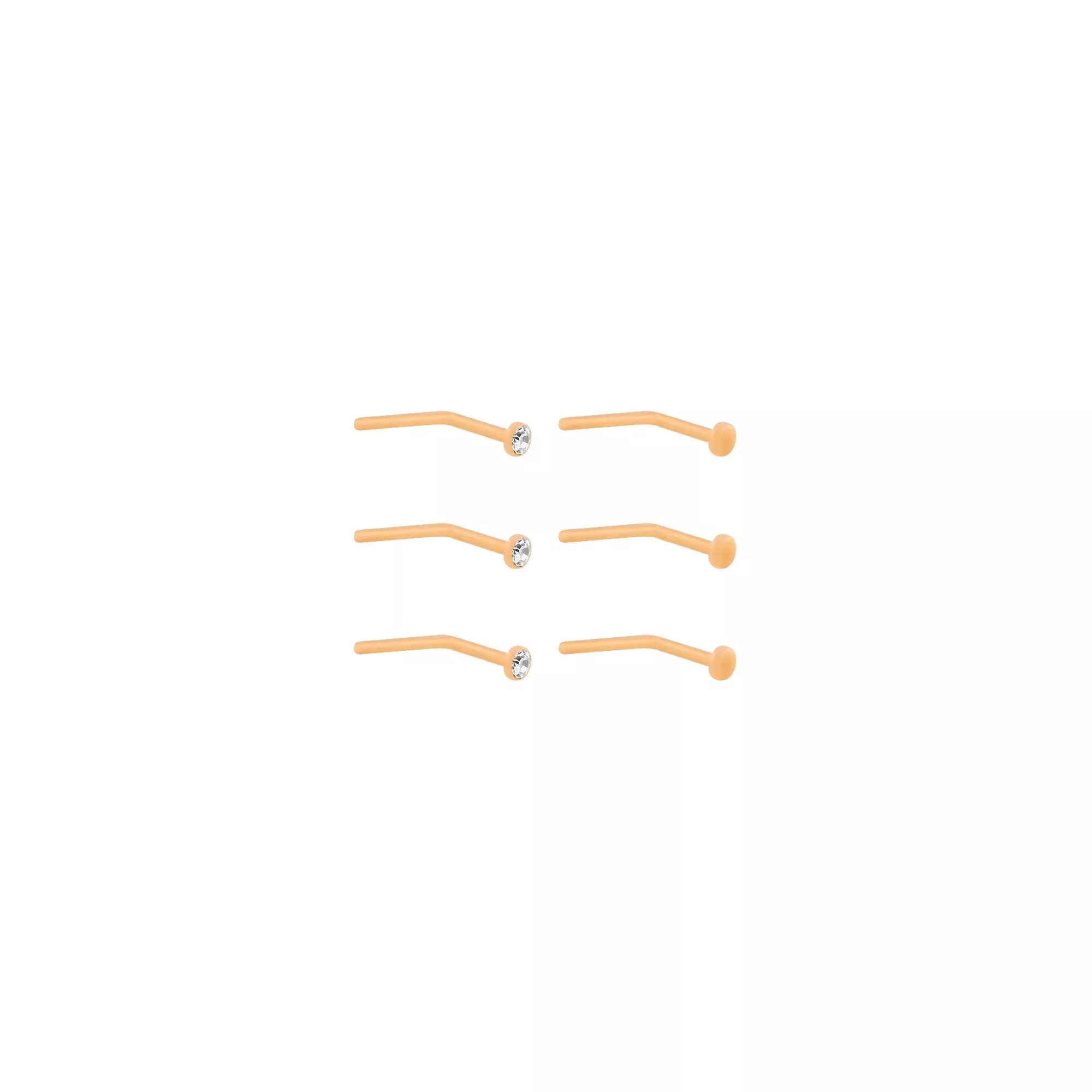 CZ Bioflex Nose Pins 6 Pack - 20 Gauge at Spencer's