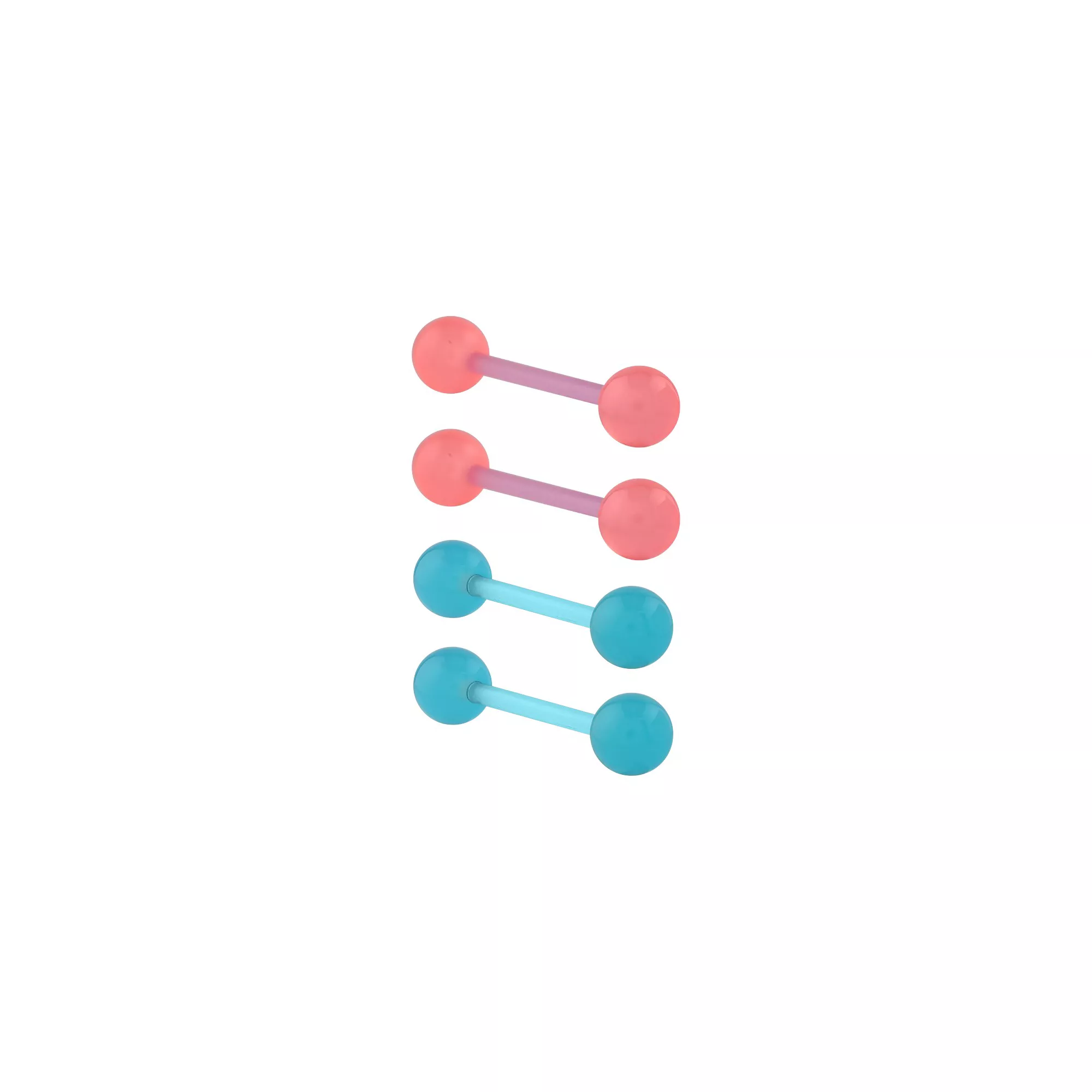 Glow in the Dark Pink and Blue Bioflex Barbells 2 Pair - 14 Gauge