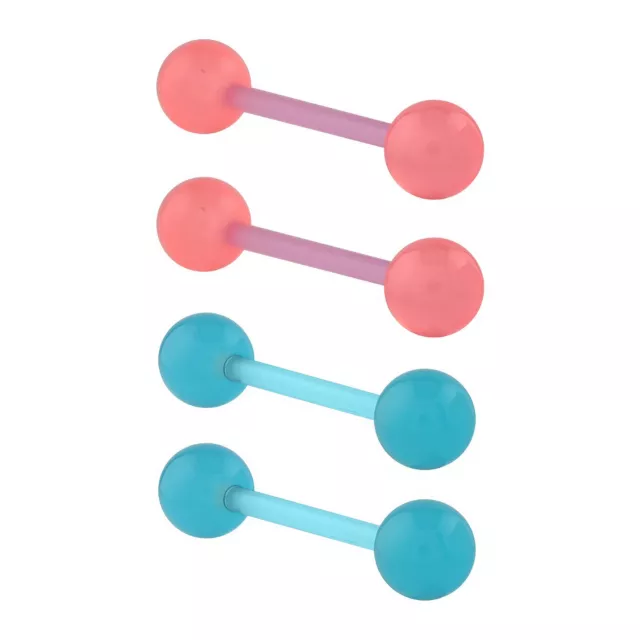 Glow in the Dark Pink and Blue Bioflex Barbells 2 Pair - 14 Gauge at Spencer's