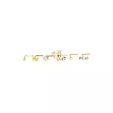 Multi-Pack CZ Goldtone Dangle Butterfly L-Bend Nose Ring 6 Pack - 20 Gauge at Spencer's