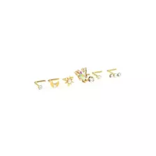 Multi-Pack CZ Goldtone Dangle Butterfly L-Bend Nose Ring 6 Pack - 20 Gauge at Spencer's