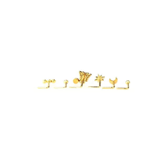 Multi-Pack CZ Goldtone Dangle Butterfly L-Bend Nose Ring 6 Pack - 20 Gauge at Spencer's