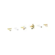 Multi-Pack CZ Silvertone and Goldtone Ornate Circle L-Bend Nose Rings 6 Pack - 20 Gauge at Spencer's
