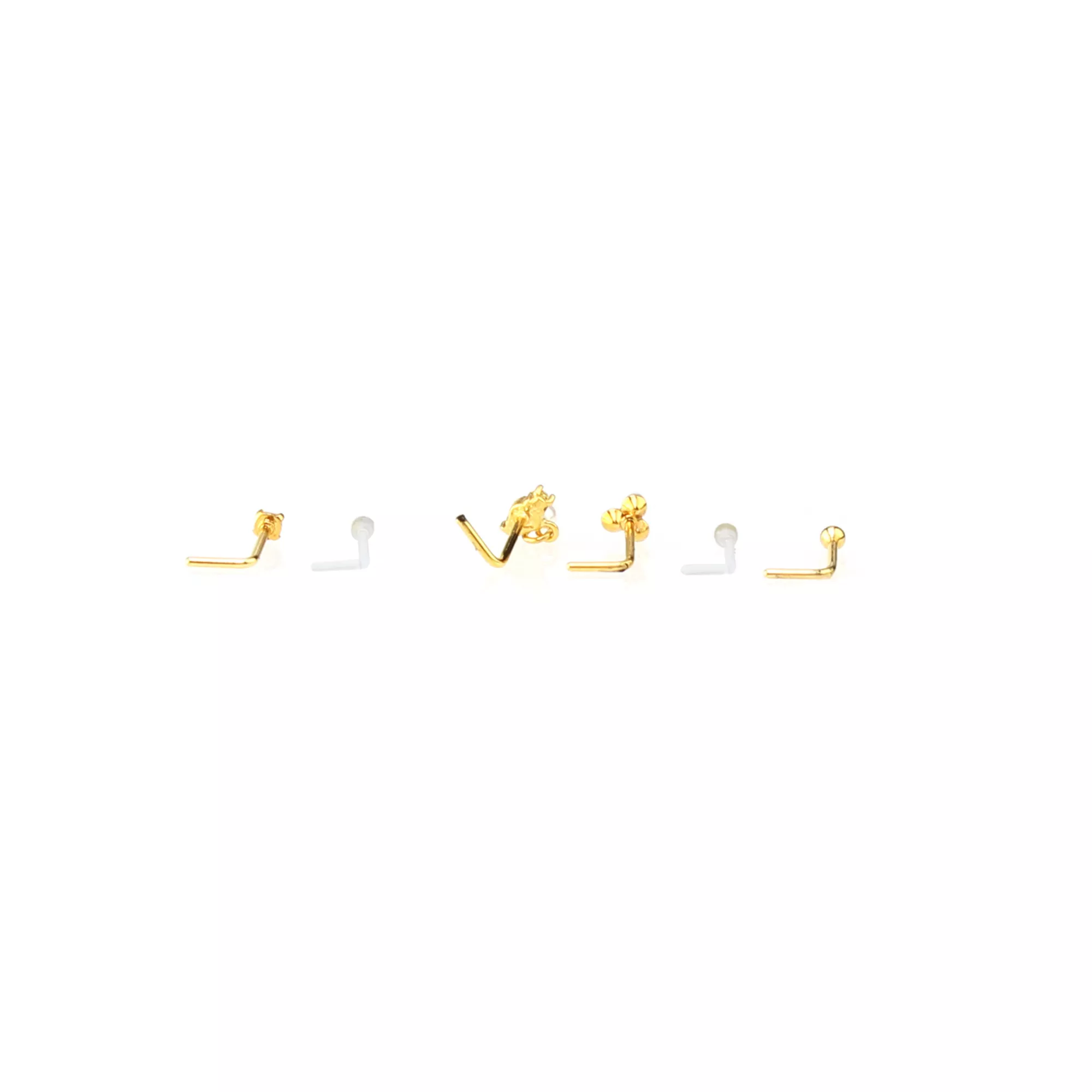 Multi-Pack CZ Silvertone and Goldtone Ornate Circle L-Bend Nose Rings 6 Pack - 20 Gauge at Spencer's