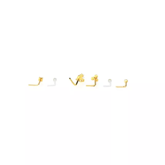 Multi-Pack CZ Silvertone and Goldtone Ornate Circle L-Bend Nose Rings 6 Pack - 20 Gauge at Spencer's