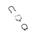 Multi-Pack Black CZ Skull Septum Ring Horseshoe Ring and Retainer 3 Pack - 16 Gauge at Spencer's