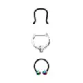 Multi-Pack Black CZ Skull Septum Ring Horseshoe Ring and Retainer 3 Pack - 16 Gauge at Spencer's
