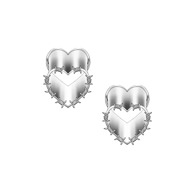 Silvertone Barbed Heart Tunnels at Spencer's