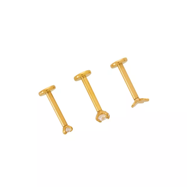 Multi-Pack CZ Goldtone Butterfly Tragus Cartilage Earrings 3 Pack - 16 Gauge at Spencer's