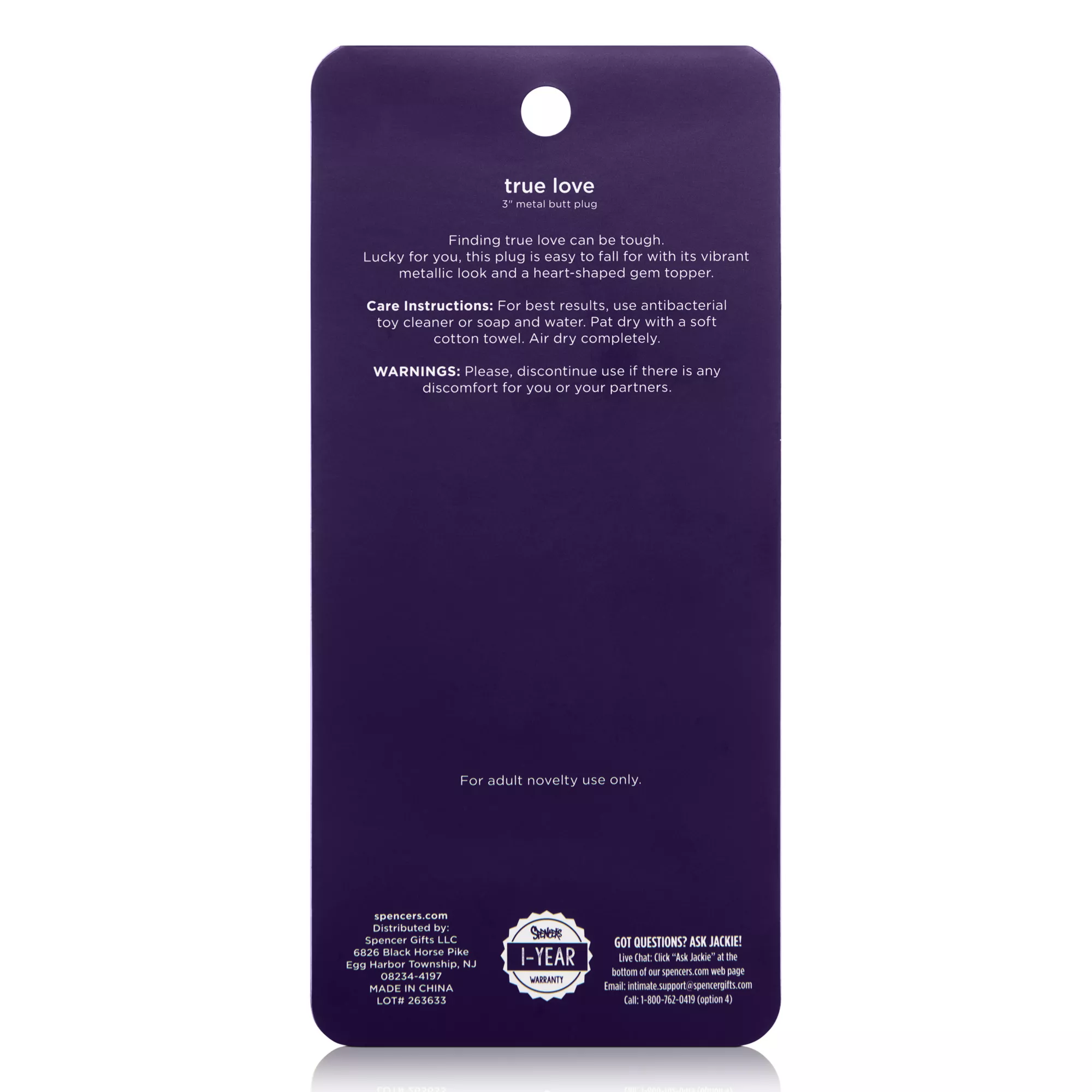 True Love Pink Gem Heart Metal Butt Plug 2.7 Inch - Hott Love at Spencer's