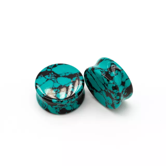 Teal Crackle Stone Plugs at Spencer's