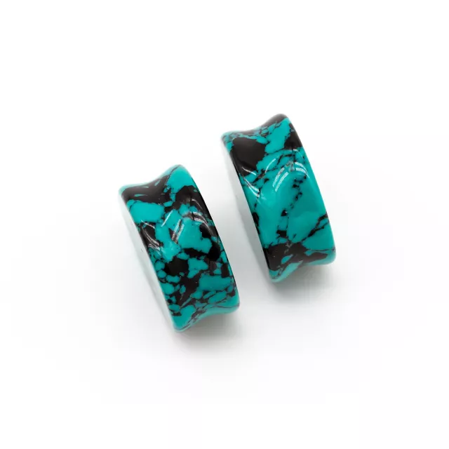 Teal Crackle Stone Plugs at Spencer's