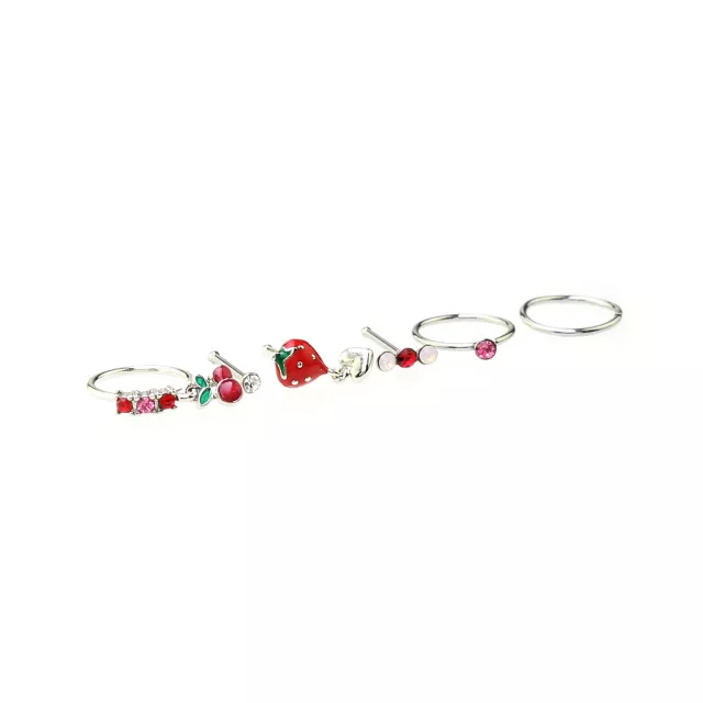 Multi-Pack CZ Berry Nose Pins and Hoop Nose Rings 6 Pack - 20 Gauge at Spencer's