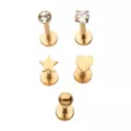 Multi-Pack Goldtone CZ Star Heart Labret Lip Rings 5 Pack - 16 Gauge at Spencer's
