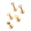 Multi-Pack Goldtone CZ Star Heart Labret Lip Rings 5 Pack - 16 Gauge at Spencer's