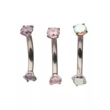 Multi-Pack CZ Aurora Borealis-Effect Pink and Purple Curved Barbells 3 Pack - 16 Gauge at Spencer's