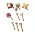 Multi-Pack CZ Butterfly and Heart Pin Nose Rings 9 Pack - 20 Gauge at Spencer's