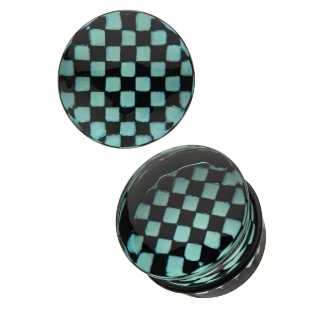 Checkered Glass Plugs at Spencer's