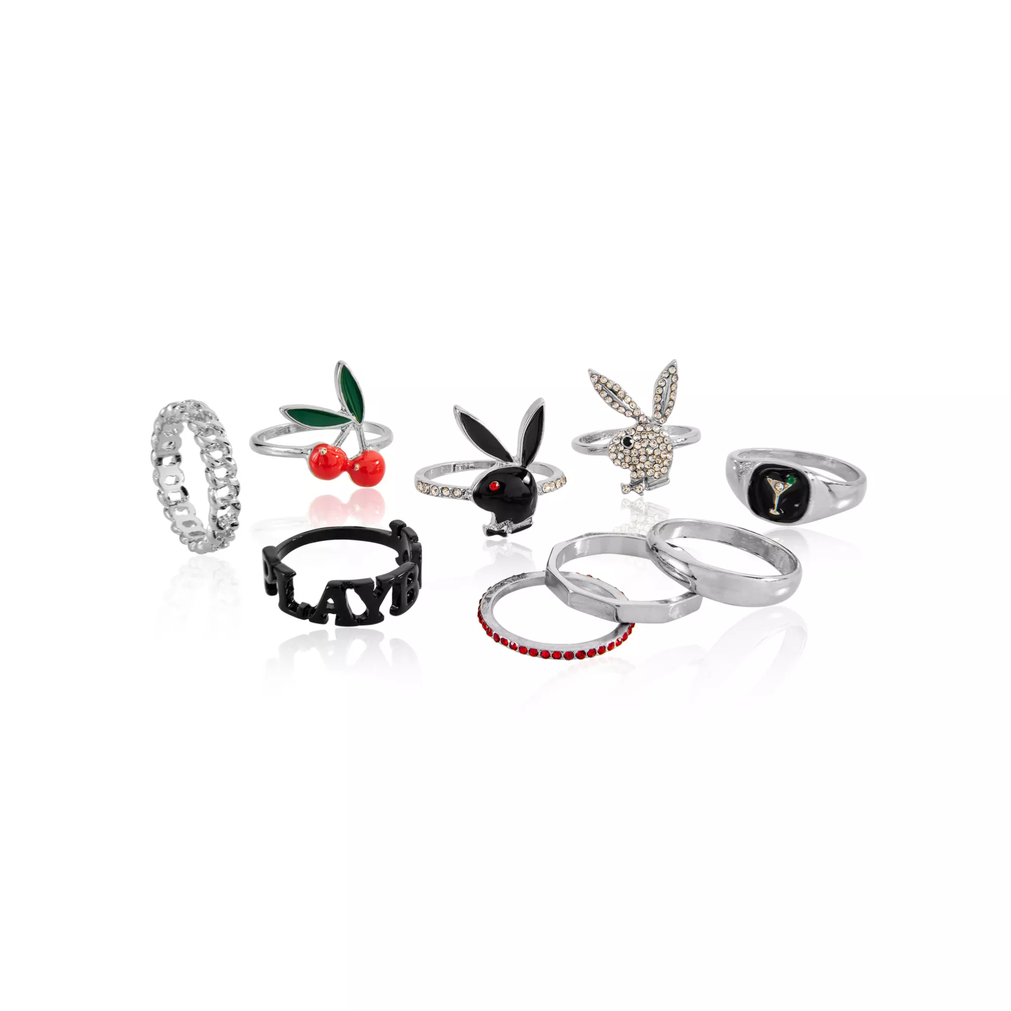 Multi-Pack Playboy Cherry Assorted Rings - 9 Pack at Spencer's