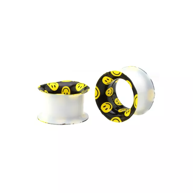 Silicone Smiley Face Double Flare Tunnels at Spencer's