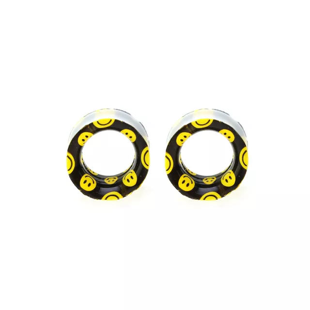 Silicone Smiley Face Double Flare Tunnels at Spencer's