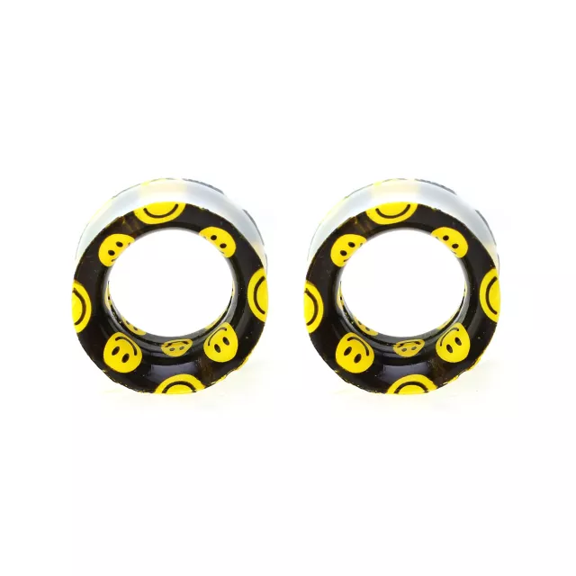 Silicone Smiley Face Double Flare Tunnels at Spencer's