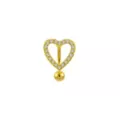 CZ Gold Plated Stone Heart Belly Ring - 14 Gauge at Spencer's