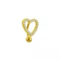 CZ Gold Plated Stone Heart Belly Ring - 14 Gauge at Spencer's