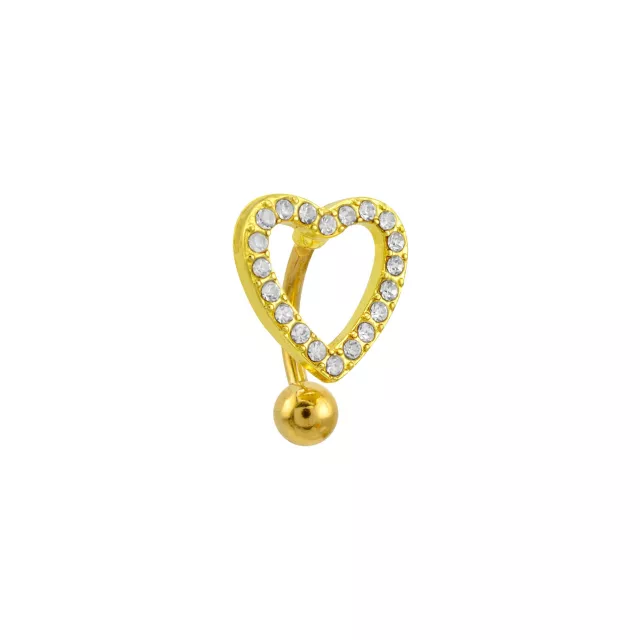 CZ Gold Plated Stone Heart Belly Ring - 14 Gauge at Spencer's