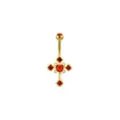 CZ Goldtone and Red Cross Belly Ring - 14 Gauge at Spencer's