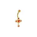 CZ Goldtone and Red Cross Belly Ring - 14 Gauge at Spencer's