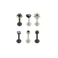 Multi-Pack Spider and Spider Web Titanium Labret Lip Rings 6 Pack - 16 Gauge at Spencer's