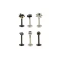 Multi-Pack Spider and Spider Web Titanium Labret Lip Rings 6 Pack - 16 Gauge at Spencer's