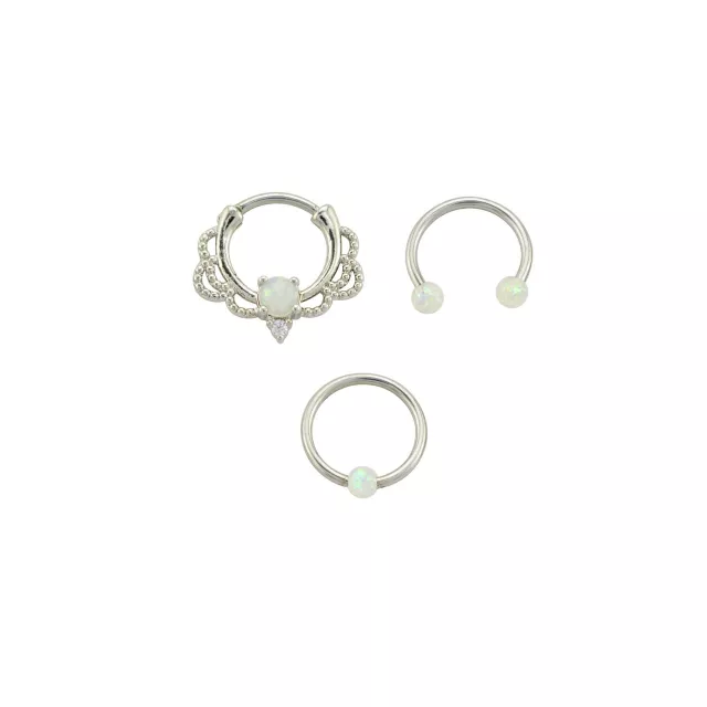 Multi-Pack CZ Opal Horseshoe Septum and Clicker 3 Pack - 16 Gauge at Spencer's