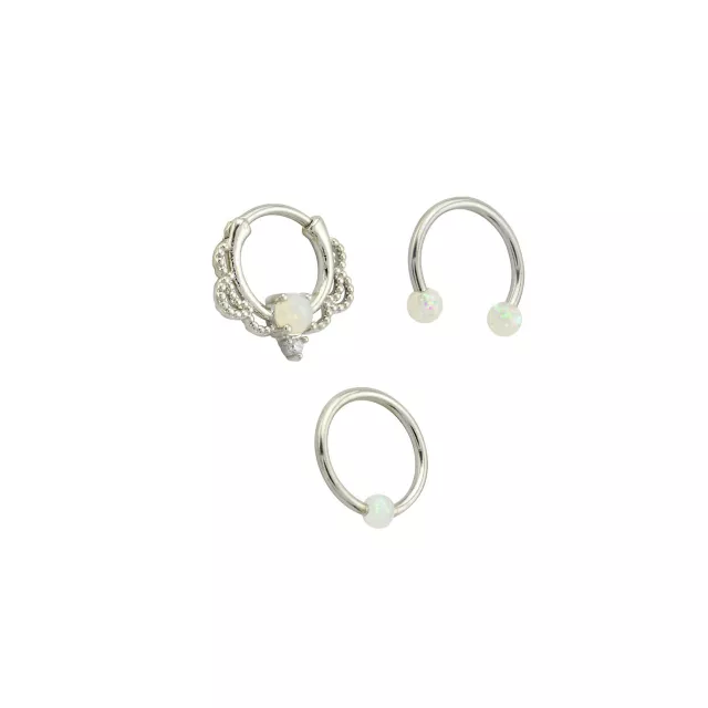 Multi-Pack CZ Opal Horseshoe Septum and Clicker 3 Pack - 16 Gauge at Spencer's