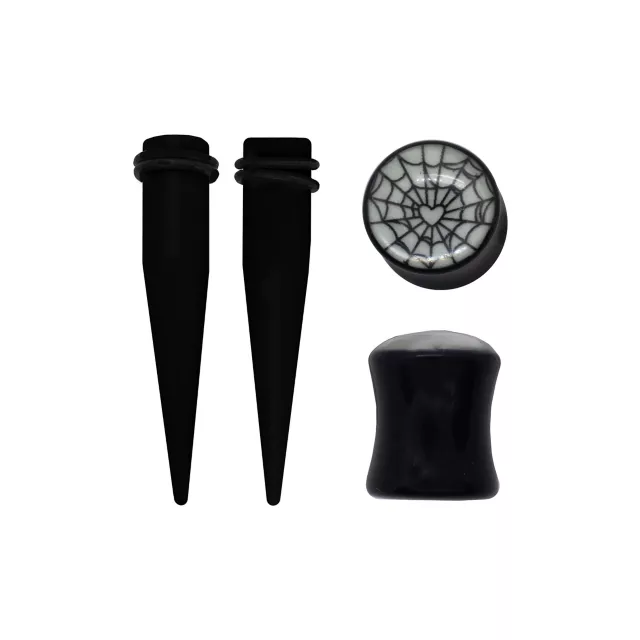 Multi-Pack Glow in the Dark Spider Web  Heart Plugs and Tapers - 2 Pair at Spencer's
