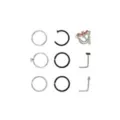 CZ Multi-Pack Bat Chain Dangle L Bend and Hoop Nose Rings 9 Pack - 20 Gauge at Spencer's